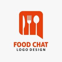 diseño de logotipo de chat de comida vector