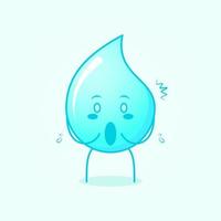 linda caricatura de agua con expresión sorprendida y boca abierta. adecuado para logotipos, iconos, símbolos o mascotas. azul y blanco vector