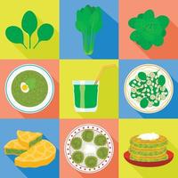 Spinach icons set, flat style vector