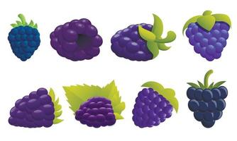 Blackberry icons set, cartoon style vector