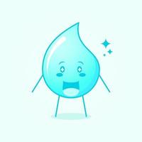 cute water cartoon with happy expression. mouth open and sparkling eyes. suitable for logos, icons, symbols or mascots. blue and white vector