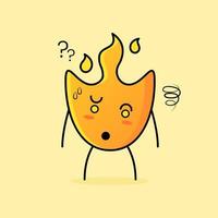 cute fire cartoon with confused expression. suitable for logos, icons, symbols or mascots vector