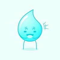 cute water cartoon with happy expression. close eyes and mouth open. suitable for logos, icons, symbols or mascots. blue and white vector