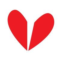illustration of a red heart that splits on a white background vector