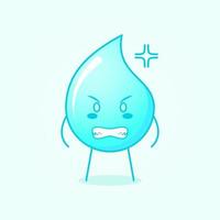 cute water cartoon with angry expression and grinning teeth. blue and white. suitable for logos, icons, symbols or mascots vector
