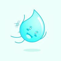 cute water cartoon with happy expression. jump fly, mouth open and sparkling eyes. suitable for logos, icons, symbols or mascots. blue and white vector