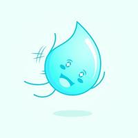 linda caricatura de agua con expresión feliz. saltar mosca, boca abierta y ojos chispeantes. adecuado para logotipos, iconos, símbolos o mascotas. azul y blanco vector