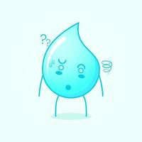 Linda caricatura de agua con expresión confusa. azul y blanco. adecuado para emoticonos, logotipos, mascotas y símbolos vector