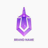 purple sword and letter u logo. modern, gradient and elegant. suitable for logo, icon, symbol and sign vector