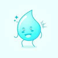 cute water cartoon with happy expression. mouth open and sparkling eyes. suitable for logos, icons, symbols or mascots. blue and white vector
