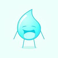 linda caricatura de agua con expresión de llanto y boca abierta. azul y blanco. adecuado para emoticonos, logotipos, mascotas y símbolos vector