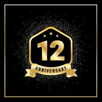 12 Years Anniversary Vector Tempalate for Greeting Card, Poster, Banner, or Print. VEctor Eps10