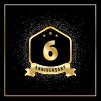 6 Years Anniversary Vector Tempalate for Greeting Card, Poster, Banner, or Print. VEctor Eps10