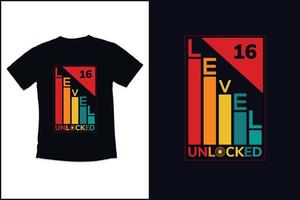 Birthday gaming vintage t shirt design with Level 5 Unlocked modern quotes typography t shirt design vector