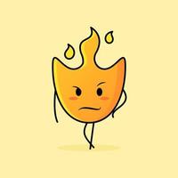 cute fire cartoon with cool expression. suitable for logos, icons, symbols or mascots vector