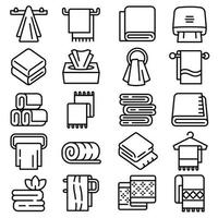 Towel icons set, outline style vector