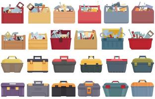 Toolbox icons set cartoon vector. Tool equipment vector