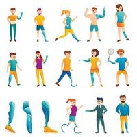 Artificial limbs icons set, cartoon style vector