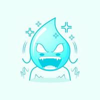 linda caricatura de agua con expresión muy enojada. boca abierta y ojos saltones. azul y blanco. adecuado para logotipos, iconos, símbolos o mascotas vector