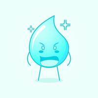 cute water cartoon with angry expression and mouth open. blue and white. suitable for logos, icons, symbols or mascots vector