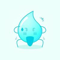 linda caricatura de agua con expresión sorprendida. manos en la cabeza y boca abierta. adecuado para logotipos, iconos, símbolos o mascotas. azul y blanco vector