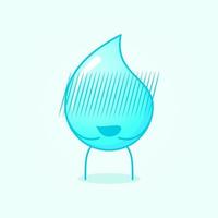 linda caricatura de agua con expresión avergonzada. adecuado para emoticonos, logotipos, mascotas e iconos. azul y blanco vector