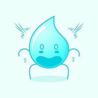 linda caricatura de agua con expresión sorprendida. boca abierta y ojos saltones. adecuado para logotipos, iconos, símbolos o mascotas. azul y blanco vector