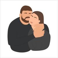 Romantic illustration of a guy who hugs a girl vector