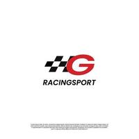 letter G with racing flag icon template logo design vector