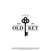 old key logo design retro hipster vintage. luxury key logo design on isolated background vector