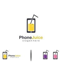 concepto moderno de diseño de logotipo de jugo de teléfono, combinación de teléfono con plantilla de icono de logotipo líquido de jugo vector