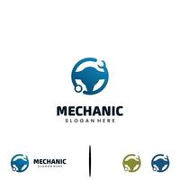 mechanic logo design with gradient color,steering wheel combine with wrench logo concept, vector