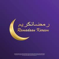 tarjeta de felicitación ramadan kareem con luna y letras árabes, ilustración de afiche azul. fondo musulmán. fondo islámico vector