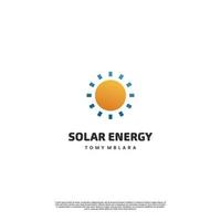 diseño de logotipo de energía solar en un fondo aislado, combinación de rayos solares con el concepto de logotipo de panel solar vector