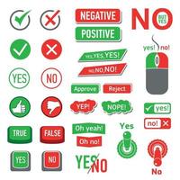 Yes No icons set, simple style vector