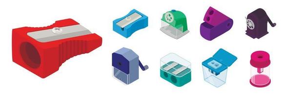 Sharpener icons set, isometric style vector