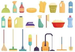 Spring cleaning icons set cartoon vector. Home family vector