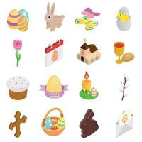 Easter isometric 3d icons vector