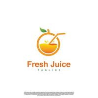 fresh juice logo design on isolated background. orange juice logo design icon template vector