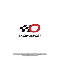 letter O with racing flag icon template logo design vector