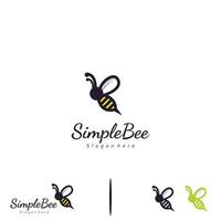 plantilla de icono de diseño de logotipo de abejorro de abeja de arte lineal vector