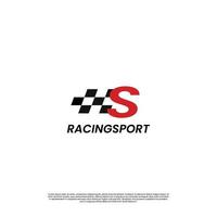 letter S with racing flag icon template logo design vector