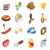 Beer icons set, isometric 3d style vector