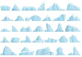 Iceberg icons set cartoon vector. Winter melting vector