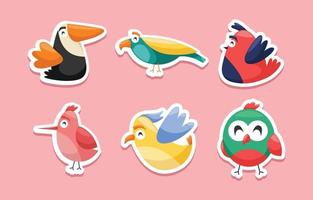 Set Of Cute Birds Sticker vector