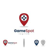 game spot logo design icon template, joystick button with map pointer logo concept vector