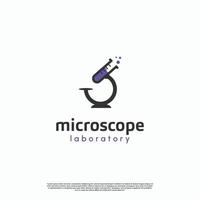 microscope with lab bottle logo design modern concept vector