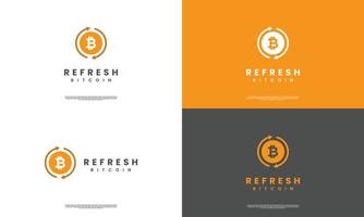 bitcoin con diseño de logotipo de símbolo de icono de actualización sobre fondo aislado, concepto de logotipo de moneda vector