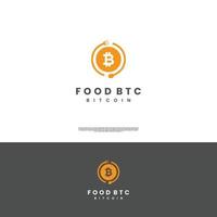 bitcoin food logo design icon, bitcoin combine with spoon and fork logo concept vector