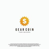 Gear coin logo design modern, gear combine with gear concept isolated background vector